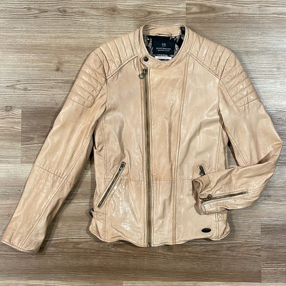 Scotch & Soda Other - Scotch & Soda tan goat leather biker jacket